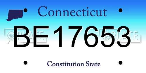 BE17653 Connecticut License Plate
