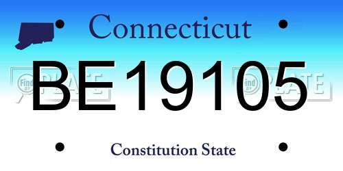 BE19105 Connecticut License Plate
