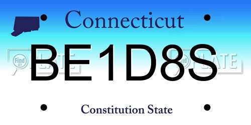 BE1D8S Connecticut License Plate