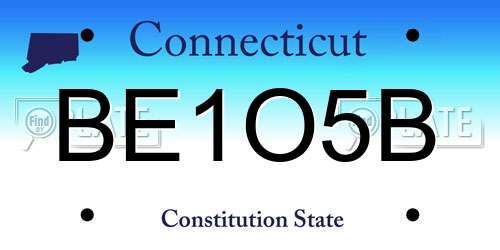 BE1O5B Connecticut License Plate