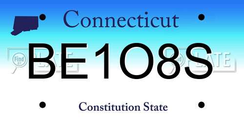 BE1O8S Connecticut License Plate