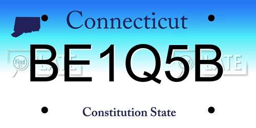 BE1Q5B Connecticut License Plate