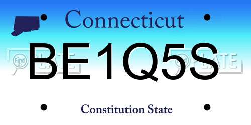 BE1Q5S Connecticut License Plate