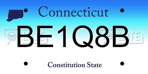 BE1Q8B Connecticut License Plate