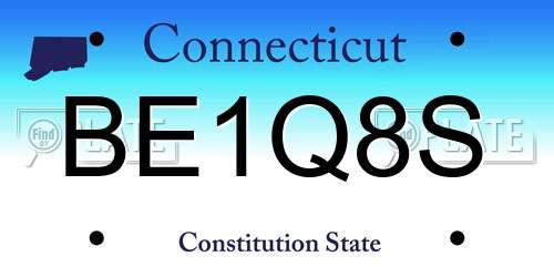 BE1Q8S Connecticut License Plate