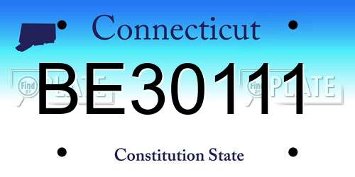 BE30111 Connecticut License Plate