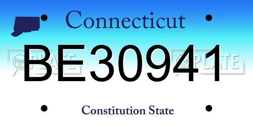 BE30941 Connecticut License Plate