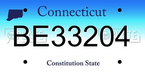 BE33204 Connecticut License Plate