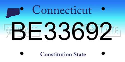 BE33692 Connecticut License Plate