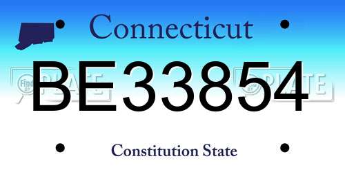 BE33854 Connecticut License Plate