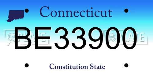 BE33900 Connecticut License Plate