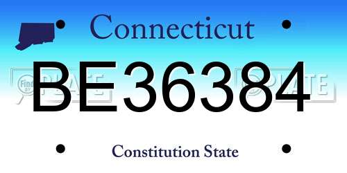 BE36384 Connecticut License Plate