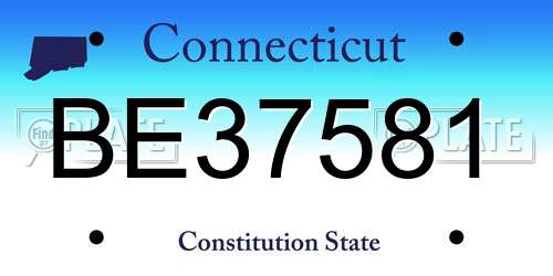 BE37581 Connecticut License Plate