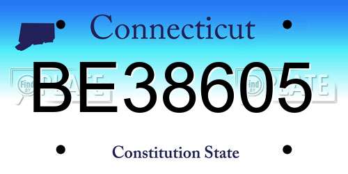 BE38605 Connecticut License Plate
