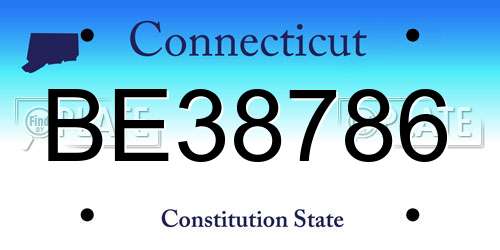 BE38786 Connecticut License Plate