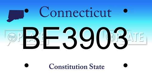 BE3903 Connecticut License Plate
