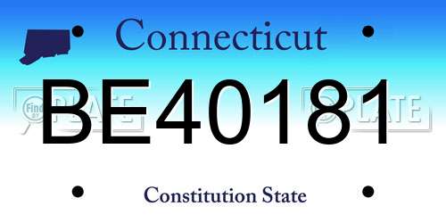 BE40181 Connecticut License Plate
