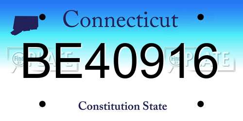 BE40916 Connecticut License Plate