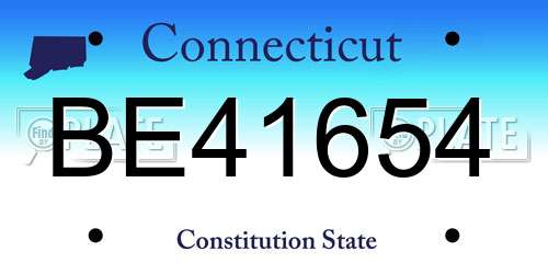 BE41654 Connecticut License Plate