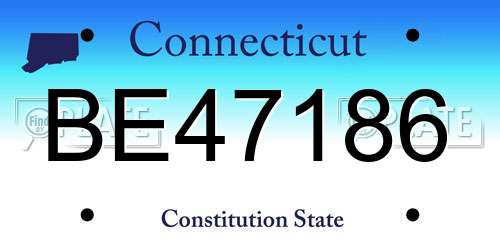 BE47186 Connecticut License Plate