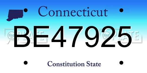 BE47925 Connecticut License Plate