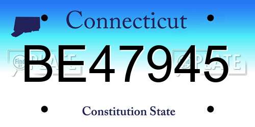 BE47945 Connecticut License Plate