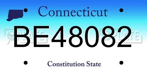 BE48082 Connecticut License Plate