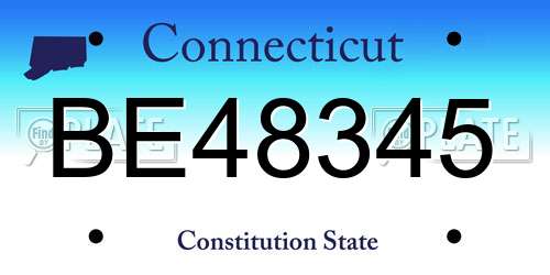 BE48345 Connecticut License Plate