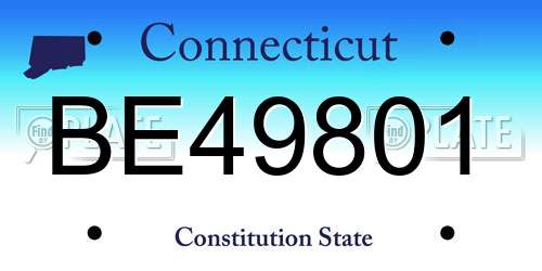 BE49801 Connecticut License Plate