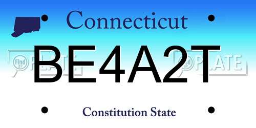 BE4A2T Connecticut License Plate