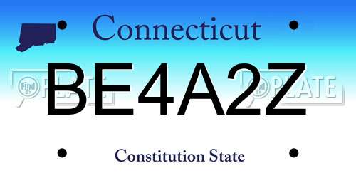 BE4A2Z Connecticut License Plate