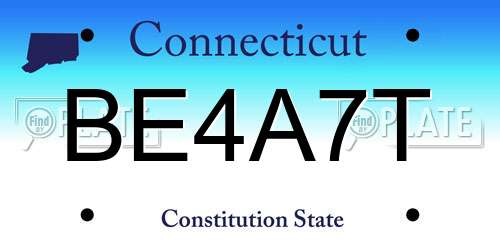 BE4A7T Connecticut License Plate