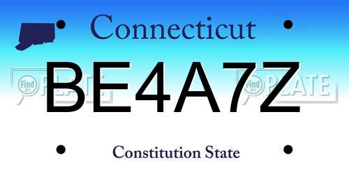 BE4A7Z Connecticut License Plate