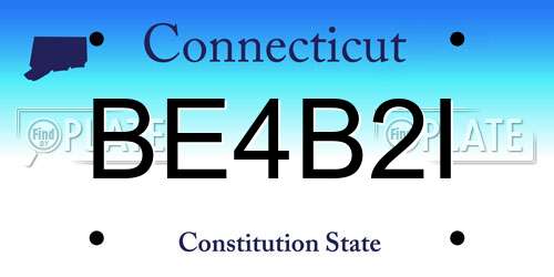 BE4B2I Connecticut License Plate