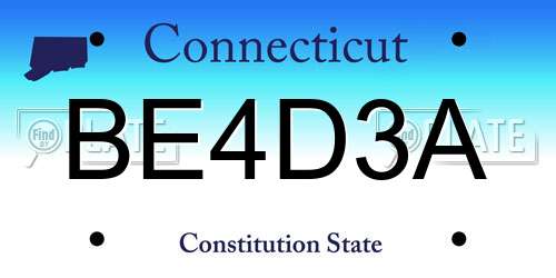 BE4D3A Connecticut License Plate