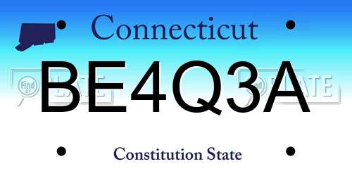 BE4Q3A Connecticut License Plate