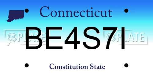 BE4S7I Connecticut License Plate