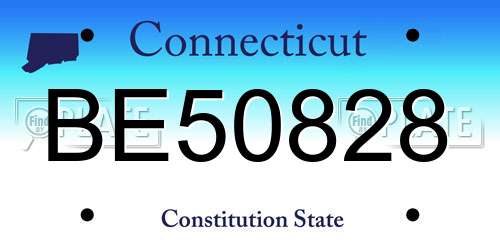 BE50828 Connecticut License Plate