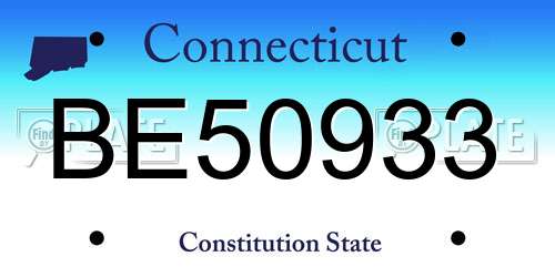 BE50933 Connecticut License Plate