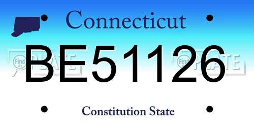 BE51126 Connecticut License Plate