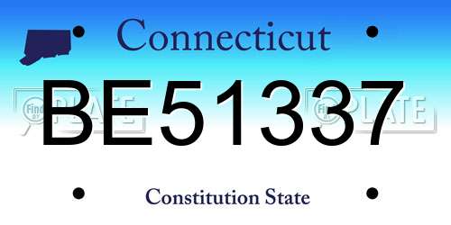 BE51337 Connecticut License Plate