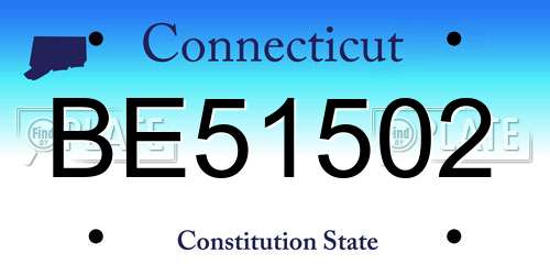 BE51502 Connecticut License Plate