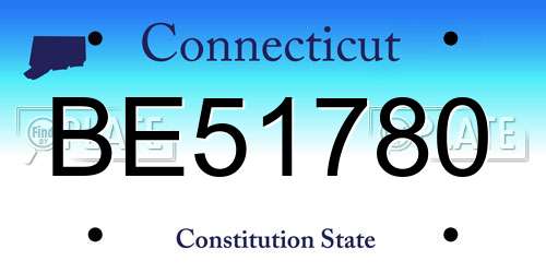 BE51780 Connecticut License Plate