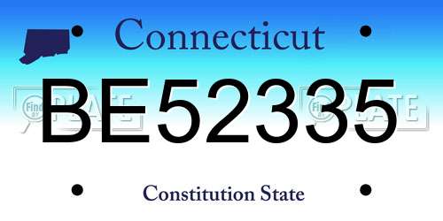 BE52335 Connecticut License Plate