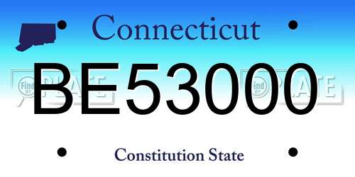 BE53000 Connecticut License Plate