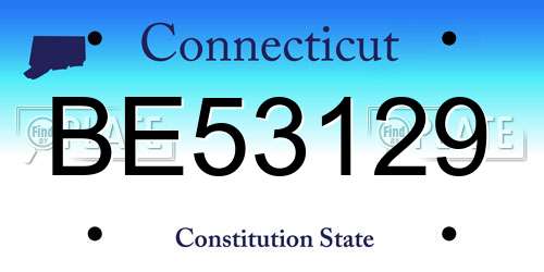 BE53129 Connecticut License Plate