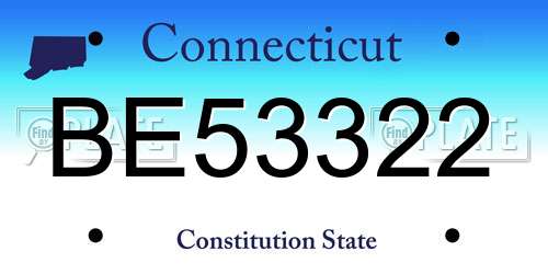 BE53322 Connecticut License Plate