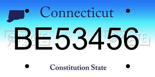 BE53456 Connecticut License Plate