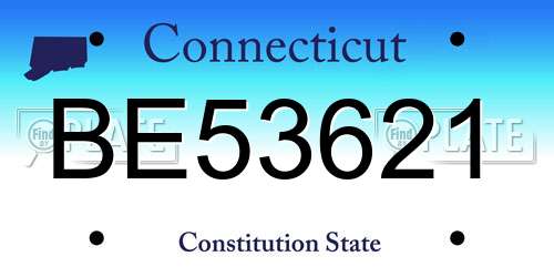 BE53621 Connecticut License Plate