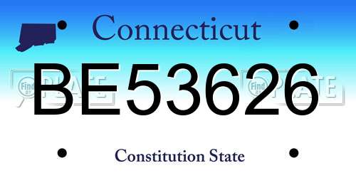 BE53626 Connecticut License Plate